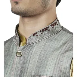 Ethnix By Raymond Green Regular Fit Self Pattern Nehru Jacket image 5