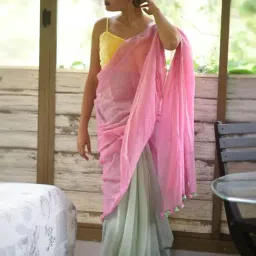 Suta Pink Cotton Woven Design Saree Without Blouse-picture-15