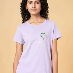 Dreamz by Pantaloons Purple Cotton Embroidered T-Shirt-picture-1