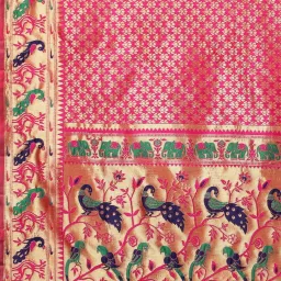 Saree Mall Pink Woven Saree With Unstitched Blouse image 5