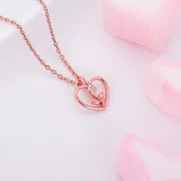 GIVA Love is Everywhere 925 Silver Leaf Me More Heart Rose Gold Pendant-image-99