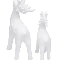 Tayhaa White Ceramic Christmas Themed Deer - Set of 2 image 4