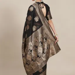 Saree Mall Black Woven Saree With Unstitched Blouse image 2
