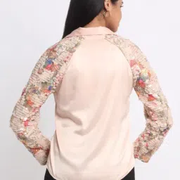 SHAYE Peach Satin Printed Shirt image 2