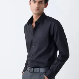 WES Formals by Westside Black Solid Slim-Fit Cotton Shirt-picture-20