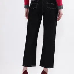 Elle Black Straight Fit Mid Rise Lightly Washed Jeans image 2