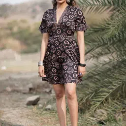 Chidiyaa Black Gypsy Heart Marjorie Modal Silk Dress-picture-37