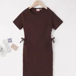 Edheads Kids Brown Cotton Regular Fit Dress-picture-23