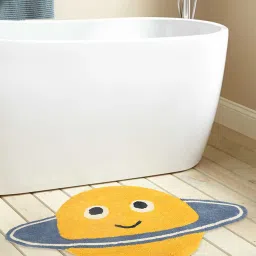 MiArcus Constellation Printed Yellow 550 GSM Cotton Planet Design Bath Mat image 1