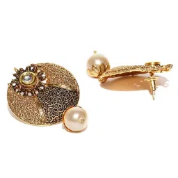 Panash Golden Copper Textured Chand Bali Earrings image 2