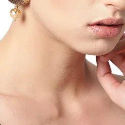 Panash Golden Copper Textured Chand Bali Earrings image 3