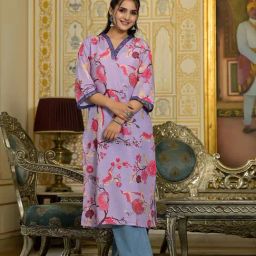 Varanga Lavender Printed A Line Kurta-picture-6