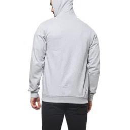 Campus Sutra Light Grey Solid Full Sleeves Hooded Sweatshirt image 2