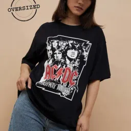 Ginger by Lifestyle Black Cotton Printed T-Shirt-image-69