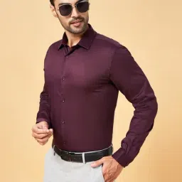 Byford by Pantaloons Wine Cotton Slim Fit Shirt image 4