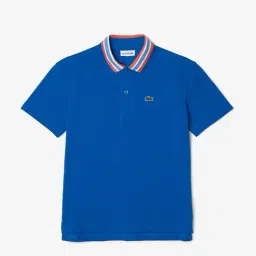 Lacoste Kids Royal Blue Textured Polo T-Shirt-image-11