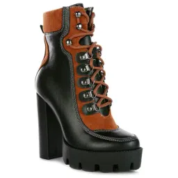 London Rag Women's Black Derby Boots image 2