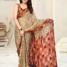 MIRCHI FASHION Yellow Printed Saree With Unstitched Blouse-picture-42