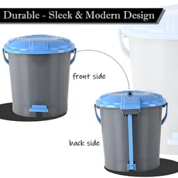 Kuber Industries 3-Pcs Grey  & Blue Plastic Pedal Dustbins- 7L Each image 2