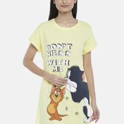 Dreamz by Pantaloons Yellow Cotton Graphic Print Sleep Tee-picture-40