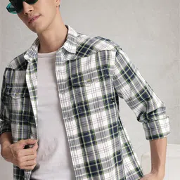 WROGN Pure Cotton Comfort Slim Fit Checked Casual Shirt-picture-23