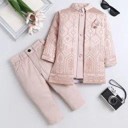 FOURFOLDS Embroidered Mandarin Collar Sherwani Set-picture-14
