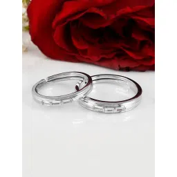 Voylla Valentine's Day Collection 925 Silver Zirconia Adorned Couple Rings image 2