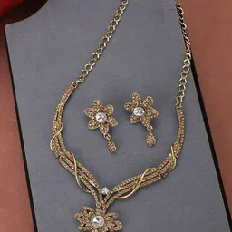 Anouk Gold-Plated CZ  Stone Studded  Jewellery Set-image-1