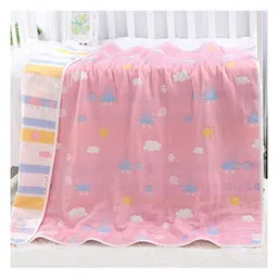 Koochie Koo Cloud Designed 6 Layers Organic Cotton Muslin Blanket - Pink-picture-28
