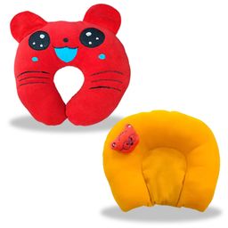 Chinmay Kids Mustard Seeds, Polyester Fibre Animals Baby Pillow Pack of 2 New Red, Yellow-picture-27