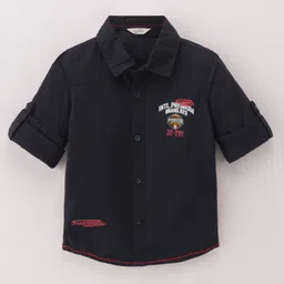 INFINITY Cotton Full Sleeves Text Printed Shirt - Navy Blue-picture-18