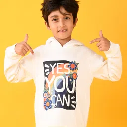 Anthrilo Full Sleeves Yes You Can Text Printed Hoodie - White-picture-24