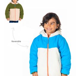 Cherry Crumble By Nitt Hyman Woven Full Sleeves Cut & Sew Light Winter Hooded Reversible Jacket - Blue & Cream-picture-40