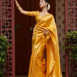 AMRUTKALA SAREES Ethnic Motifs Zari Banarasi Saree image 2