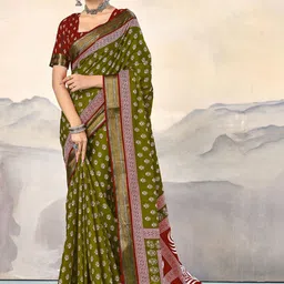 KALINI Ethnic Motifs Handloom Block Print Saree-picture-13