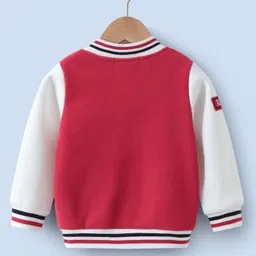 Kookie Kids Full Sleeves Bomber Jacket With Patch Detailing - Red image 2