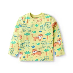 Babyhug Cotton Knit Full Sleeves Co-ords Night Suit with Jungle Theme Print - Yellow image 2