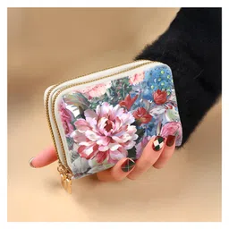 SYGA Women's Zip-Around Wallet with Flower Pattern, multi-card slots and Coin Holder(Red]) image 2