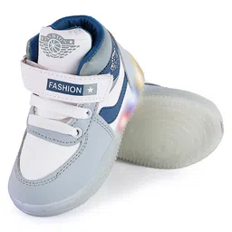 PASSION PETALS Colour Blocked Velcro Closure LED Shoes - Grey White & Blue image 3
