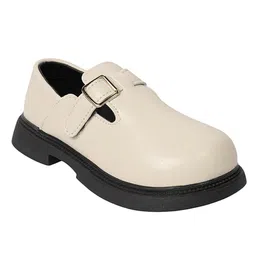 TRUFFLE COLLECTION Solid Buckle Detailed Velcro Closure Loafers - Beige image 3