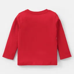 Babyhug Disney Single Jersey Knit  Full Sleeve Night Suit with Mickey Mouse Graphics - Red image 3