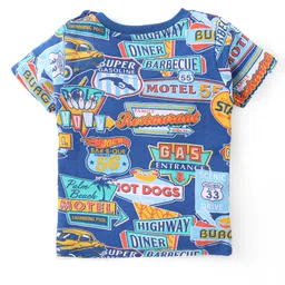 Babyhug Single Jersey Knit Half Sleeves Night Suit Text Print - Navy image 3