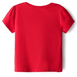 Honeyhap 100% Premium Cotton Knit Half Sleeves Capri Night Suit with Bio Finish & Star Print - High Risk Red image 3