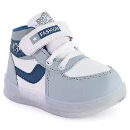 PASSION PETALS Colour Blocked Velcro Closure LED Shoes - Grey White & Blue image 4