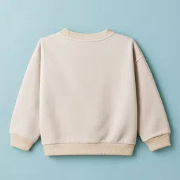 Mark & Mia Fleece Knit Full Sleeves Oversize Sweatshirt & Joggers Set with Text & Animal Print - Offwhite image 3