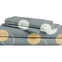 bsb home Grey & Yellow Floral 180 TC Single Bedsheet with 1 Pillow Covers image 4