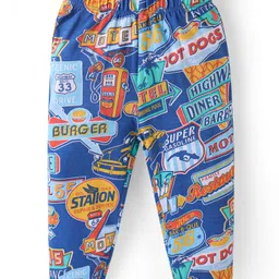 Babyhug Single Jersey Knit Half Sleeves Night Suit Text Print - Navy image 4