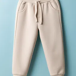 Mark & Mia Fleece Knit Full Sleeves Oversize Sweatshirt & Joggers Set with Text & Animal Print - Offwhite image 4