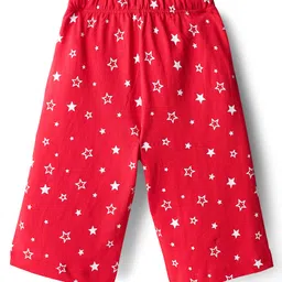 Honeyhap 100% Premium Cotton Knit Half Sleeves Capri Night Suit with Bio Finish & Star Print - High Risk Red image 5