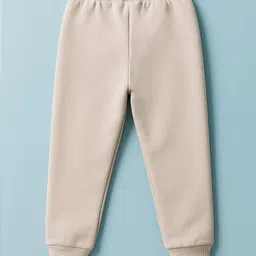 Mark & Mia Fleece Knit Full Sleeves Oversize Sweatshirt & Joggers Set with Text & Animal Print - Offwhite image 5